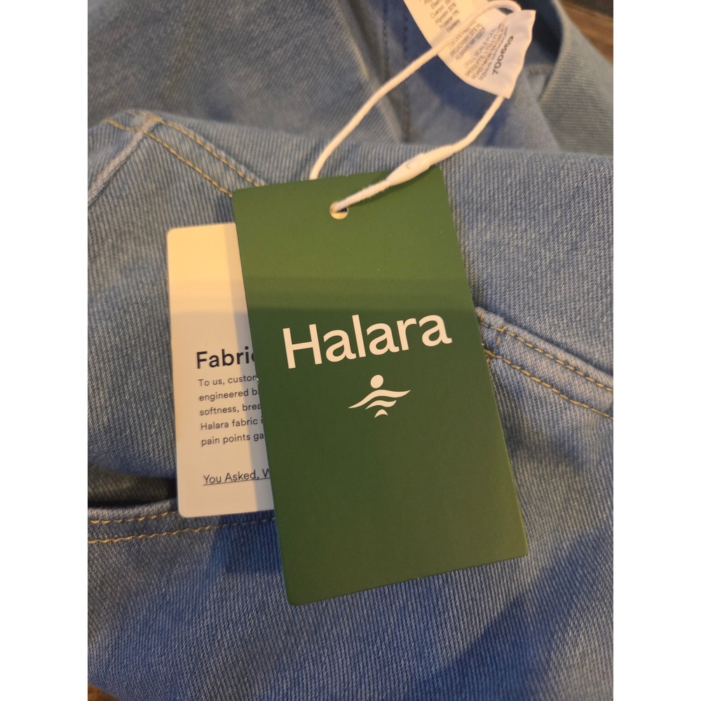 NWT Halara Flex High Waisted Crossover Pocket Flare Jeans Light Blue Medium - Picture 4 of 4